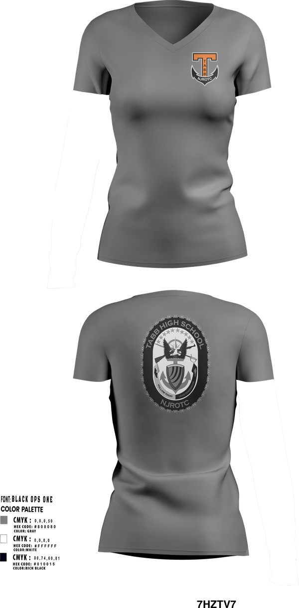 Womens Short Sleeve Vneck Shirt, Tabb NJROTC, Navy, Teamtime, Team time, sublimation, custom sports apparel, team uniforms, spirit wear, spiritwear, sports uniforms, custom shirts, team store, custom team store, fundraiser sports, apparel fundraiser