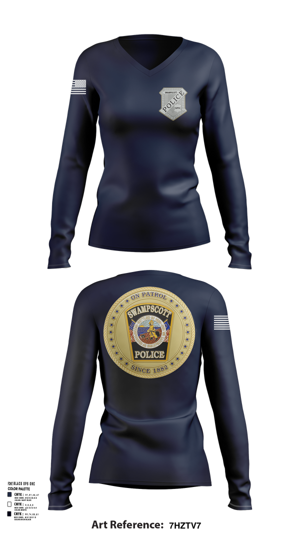 Womens Long Sleeve Vneck Shirt, Swampscott Police, Police, Teamtime, Team time, sublimation, custom sports apparel, team uniforms, spirit wear, spiritwear, sports uniforms, custom shirts, team store, custom team store, fundraiser sports, apparel fundraiser