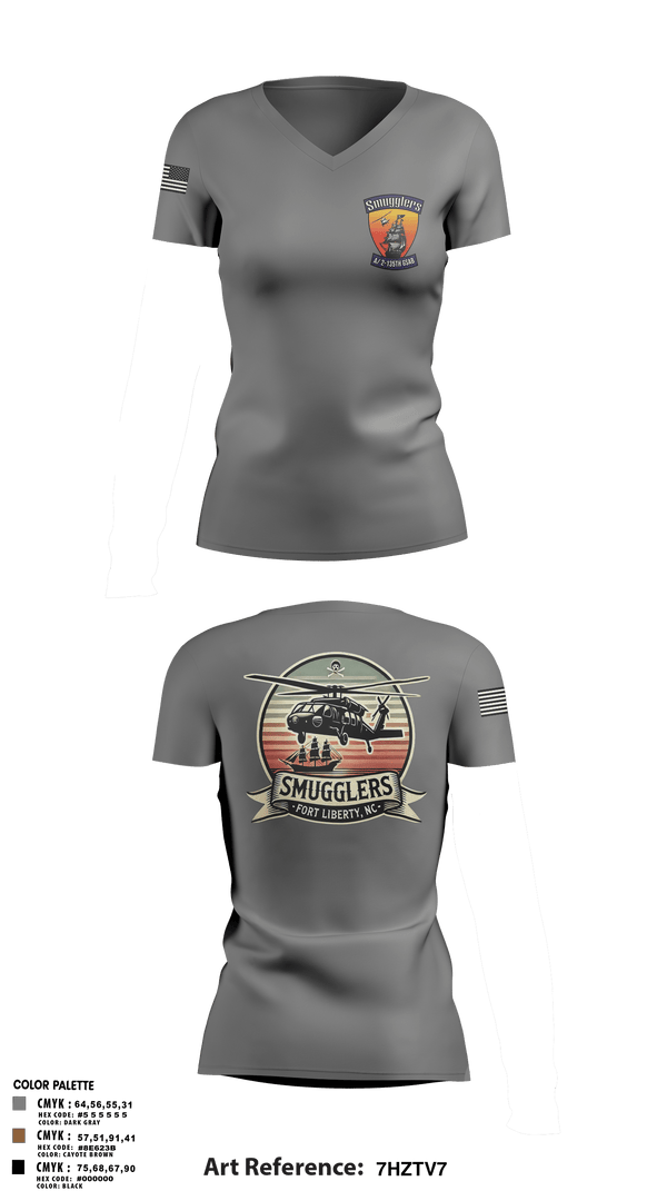 Womens Short Sleeve Vneck Shirt, A/2135th GSAB “SMUGGLERS”, Army, Teamtime, Team time, sublimation, custom sports apparel, team uniforms, spirit wear, spiritwear, sports uniforms, custom shirts, team store, custom team store, fundraiser sports, apparel fundraiser