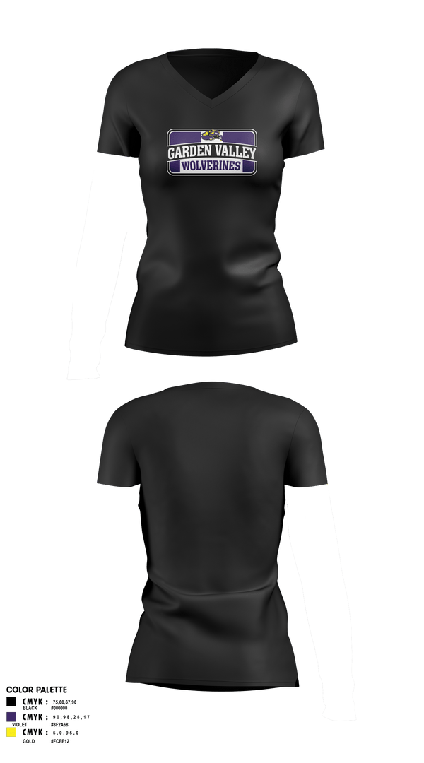 Womens Short Sleeve Vneck Shirt, Garden Valley Wolverines, Spirit Store, Teamtime, Team time, sublimation, custom sports apparel, team uniforms, spirit wear, spiritwear, sports uniforms, custom shirts, team store, custom team store, fundraiser sports, apparel fundraiser
