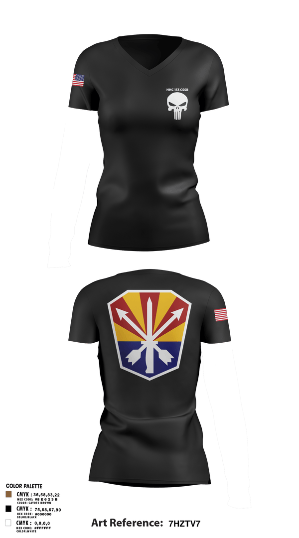 Women's Short Sleeve Vneck Shirt, HHC 153 CSSB, National Guard, Teamtime, Team time, sublimation, custom sports apparel, team uniforms, spirit wear, spiritwear, sports uniforms, custom shirts, team store, custom team store, fundraiser sports, apparel fundraiser