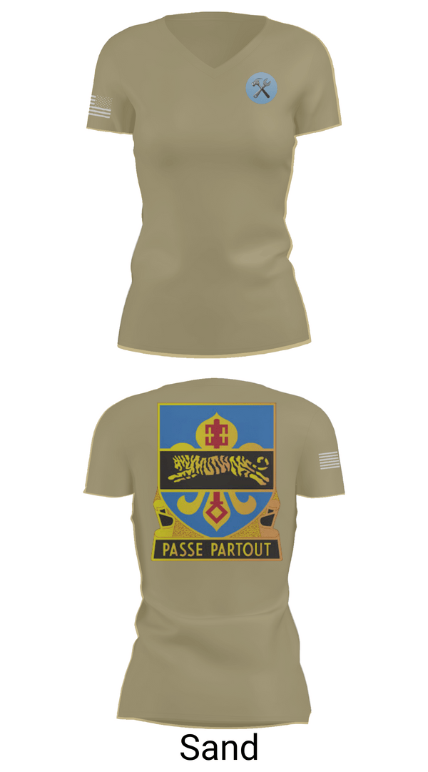 Womens Short Sleeve Vneck Shirt, HHD, 415th Military Intelligence Battalion, National Guard, Teamtime, Team time, sublimation, custom sports apparel, team uniforms, spirit wear, spiritwear, sports uniforms, custom shirts, team store, custom team store, fundraiser sports, apparel fundraiser