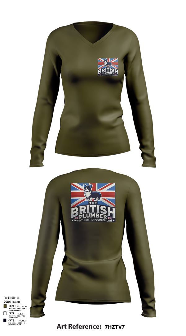 Womens Long Sleeve Vneck Shirt, The British Plumber, , Teamtime, Team time, sublimation, custom sports apparel, team uniforms, spirit wear, spiritwear, sports uniforms, custom shirts, team store, custom team store, fundraiser sports, apparel fundraiser