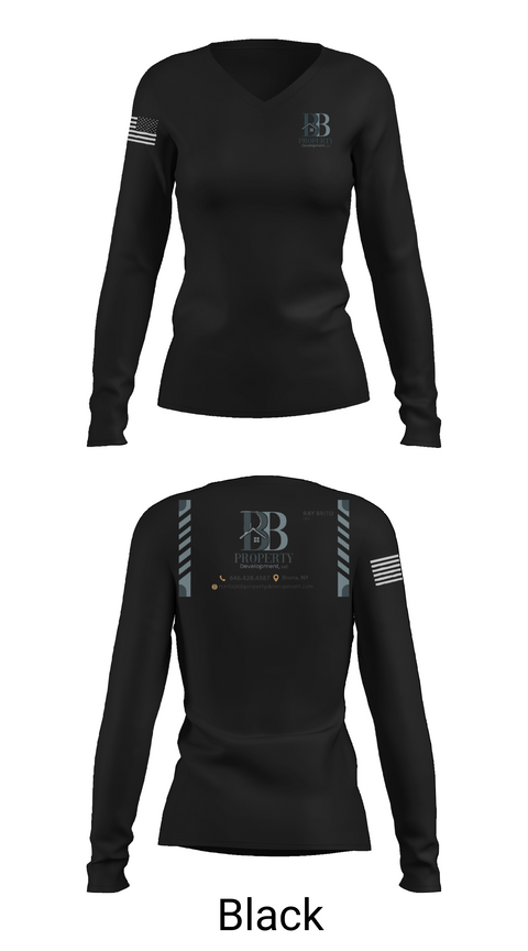 Womens Long Sleeve Vneck Shirt, BB PROPERTY DEVELOPMENT, , Teamtime, Team time, sublimation, custom sports apparel, team uniforms, spirit wear, spiritwear, sports uniforms, custom shirts, team store, custom team store, fundraiser sports, apparel fundraiser