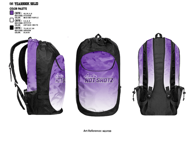 Gear Bag, Lady Hot Shotz, Women's Basketball, Teamtime, Team time, sublimation, custom sports apparel, team uniforms, spirit wear, spiritwear, sports uniforms, custom shirts, team store, custom team store, fundraiser sports, apparel fundraiser