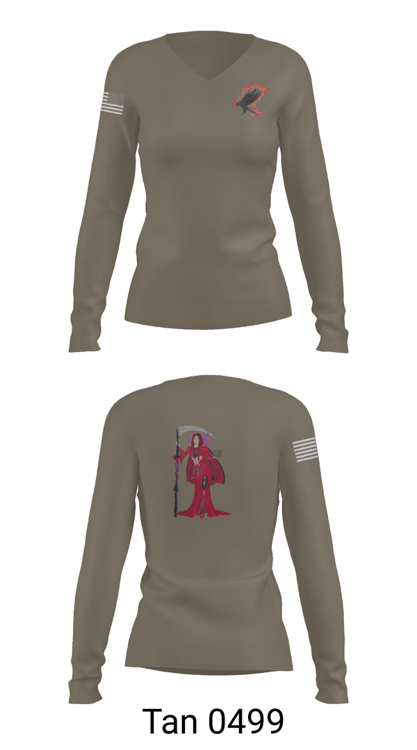 Womens Long Sleeve Vneck Shirt, A Co. 152 BEB, Army, Teamtime, Team time, sublimation, custom sports apparel, team uniforms, spirit wear, spiritwear, sports uniforms, custom shirts, team store, custom team store, fundraiser sports, apparel fundraiser