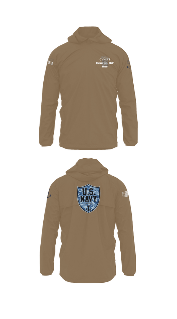 Windbreaker, CVN 77 George HW Bus, Navy, Teamtime, Team time, sublimation, custom sports apparel, team uniforms, spirit wear, spiritwear, sports uniforms, custom shirts, team store, custom team store, fundraiser sports, apparel fundraiser