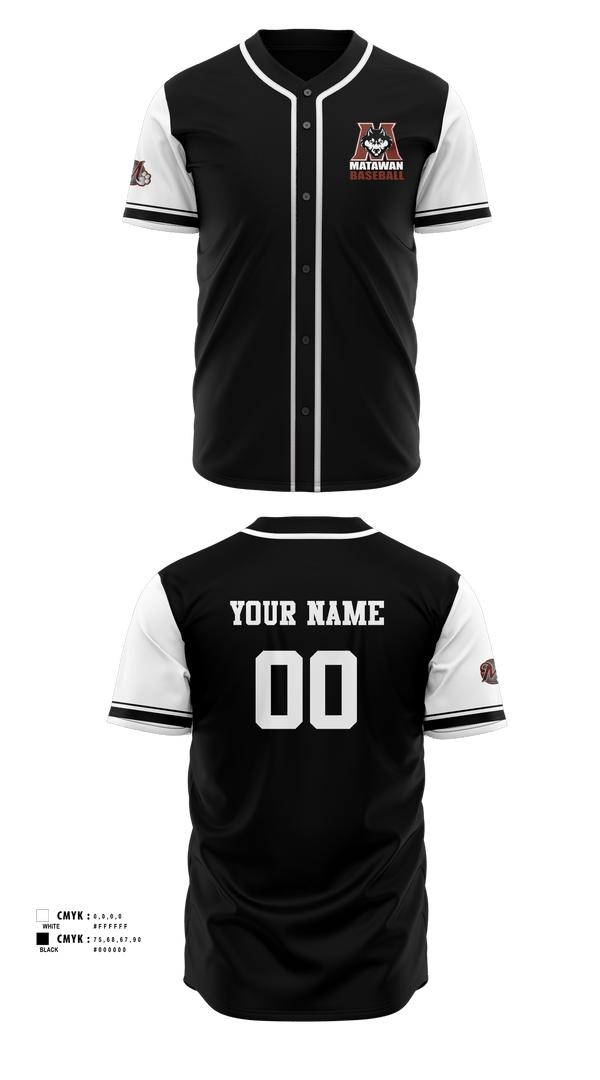 Full Button Baseball Jersey, Matawam Huskies, Baseball, Teamtime, Team time, sublimation, custom sports apparel, team uniforms, spirit wear, spiritwear, sports uniforms, custom shirts, team store, custom team store, fundraiser sports, apparel fundraiser