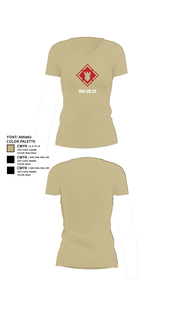 Womens Short Sleeve Vneck Shirt, 264 EN CO, Army, Teamtime, Team time, sublimation, custom sports apparel, team uniforms, spirit wear, spiritwear, sports uniforms, custom shirts, team store, custom team store, fundraiser sports, apparel fundraiser