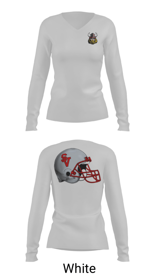 Women's Long Sleeve Vneck Shirt, Symmes Valley Vikings, Football, Teamtime, Team time, sublimation, custom sports apparel, team uniforms, spirit wear, spiritwear, sports uniforms, custom shirts, team store, custom team store, fundraiser sports, apparel fundraiser