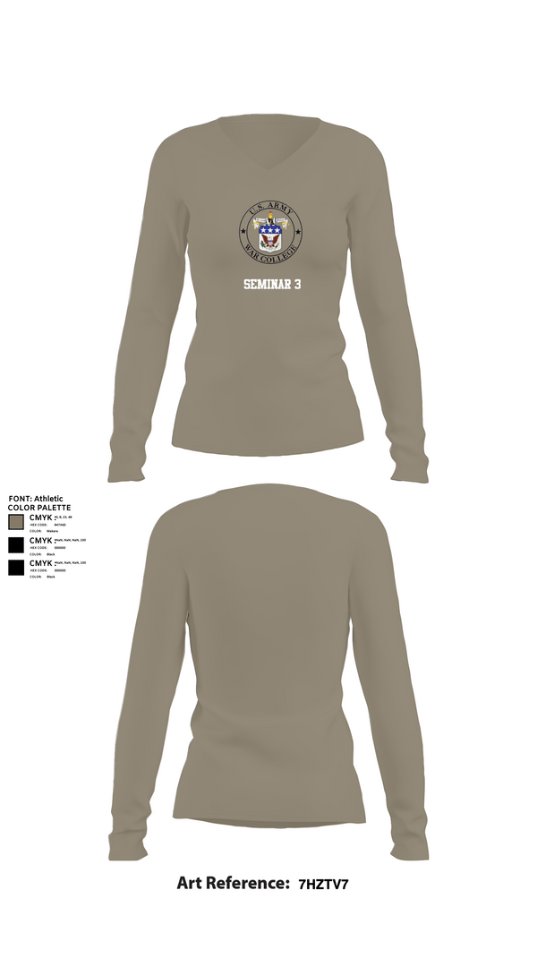 Womens Long Sleeve Vneck Shirt, Seminar 3, Army, Teamtime, Team time, sublimation, custom sports apparel, team uniforms, spirit wear, spiritwear, sports uniforms, custom shirts, team store, custom team store, fundraiser sports, apparel fundraiser