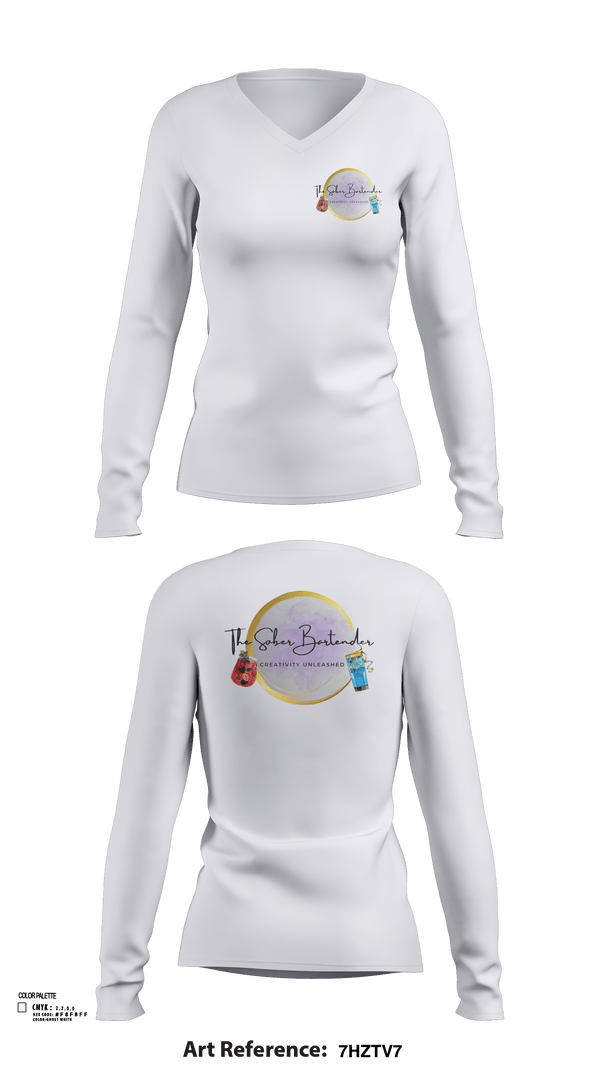 Womens Long Sleeve Vneck Shirt, The Sober Bartender, , Teamtime, Team time, sublimation, custom sports apparel, team uniforms, spirit wear, spiritwear, sports uniforms, custom shirts, team store, custom team store, fundraiser sports, apparel fundraiser