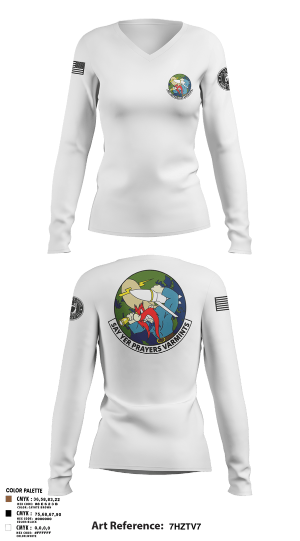 Womens Long Sleeve Vneck Shirt, 20th Intelligence Squadron, Air Force, Teamtime, Team time, sublimation, custom sports apparel, team uniforms, spirit wear, spiritwear, sports uniforms, custom shirts, team store, custom team store, fundraiser sports, apparel fundraiser