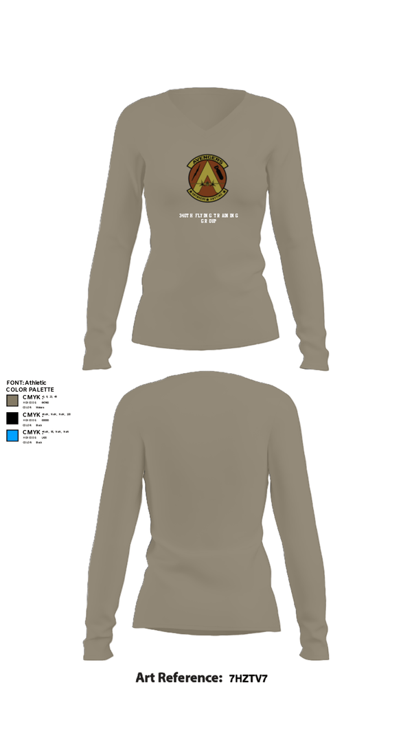 Women's Long Sleeve Vneck Shirt, 340th Flying Training Group, Air Force, Teamtime, Team time, sublimation, custom sports apparel, team uniforms, spirit wear, spiritwear, sports uniforms, custom shirts, team store, custom team store, fundraiser sports, apparel fundraiser