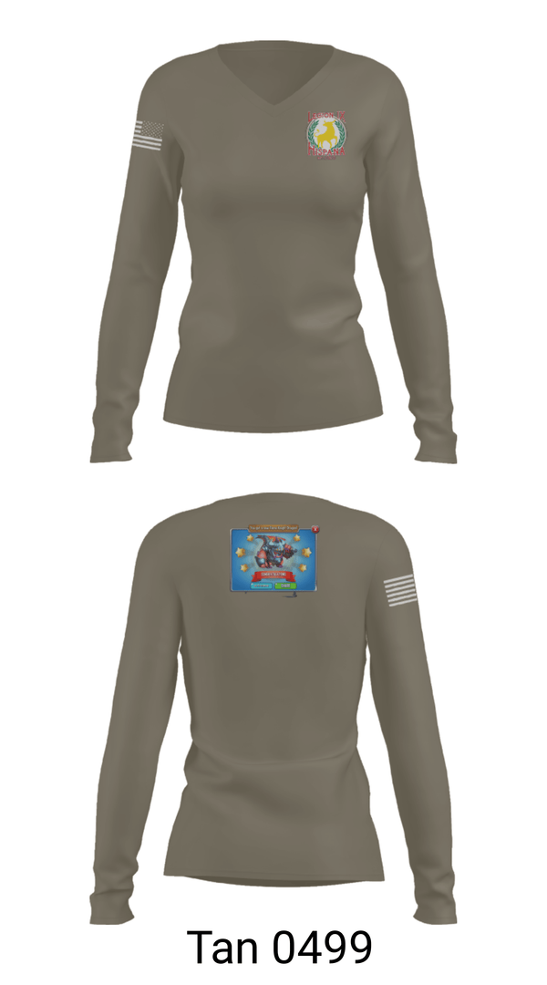 Women's Long Sleeve Vneck Shirt, Legion IX, Army, Teamtime, Team time, sublimation, custom sports apparel, team uniforms, spirit wear, spiritwear, sports uniforms, custom shirts, team store, custom team store, fundraiser sports, apparel fundraiser