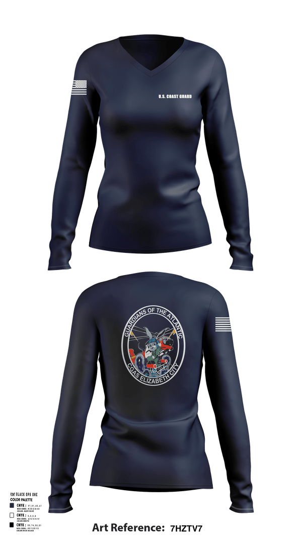 Womens Long Sleeve Vneck Shirt, Air Station Elizabeth City, , Teamtime, Team time, sublimation, custom sports apparel, team uniforms, spirit wear, spiritwear, sports uniforms, custom shirts, team store, custom team store, fundraiser sports, apparel fundraiser