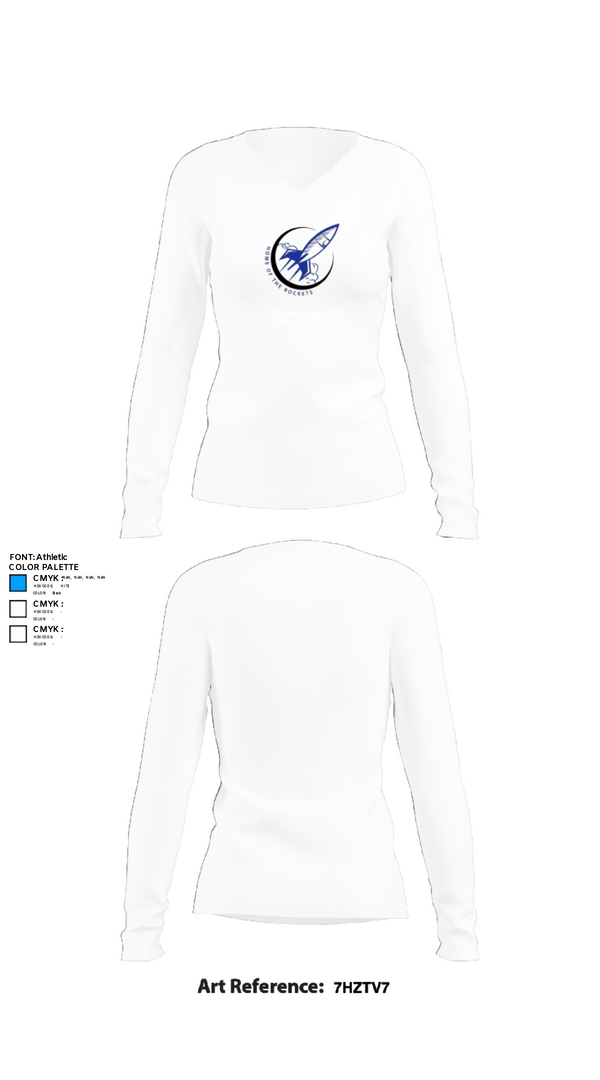 Women's Long Sleeve Vneck Shirt, Rocky Mountain Middle School Football, Football, Teamtime, Team time, sublimation, custom sports apparel, team uniforms, spirit wear, spiritwear, sports uniforms, custom shirts, team store, custom team store, fundraiser sports, apparel fundraiser