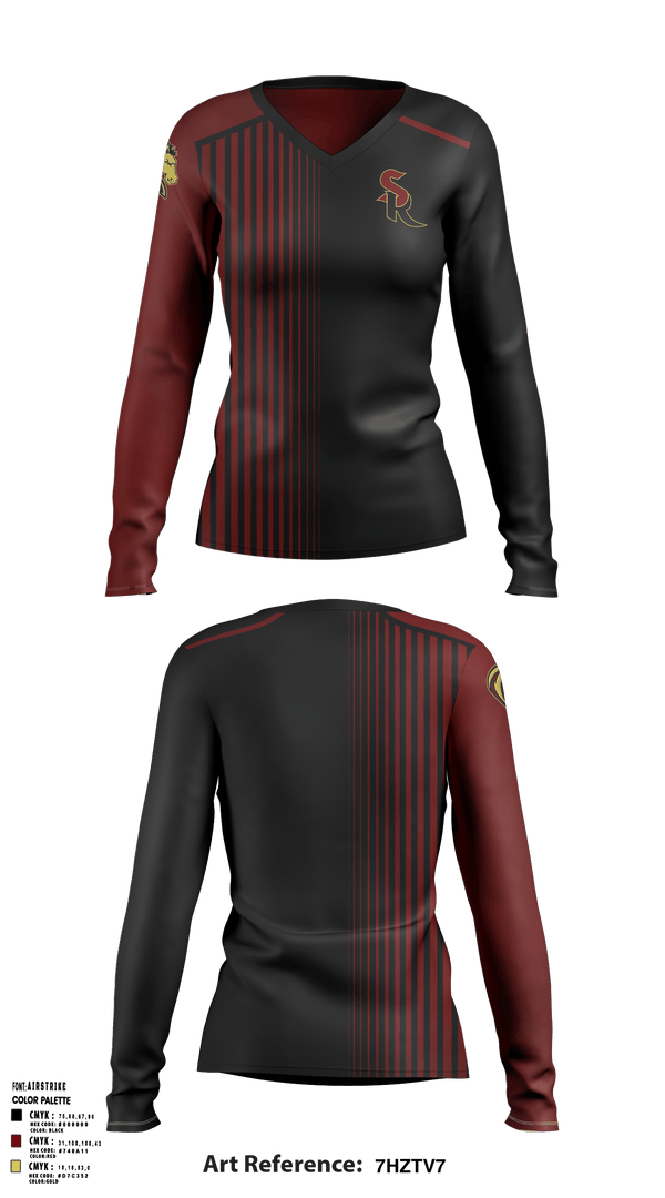 Womens Long Sleeve Vneck Shirt, Shadow Ridge High School Badminton, Spirit Store, Teamtime, Team time, sublimation, custom sports apparel, team uniforms, spirit wear, spiritwear, sports uniforms, custom shirts, team store, custom team store, fundraiser sports, apparel fundraiser