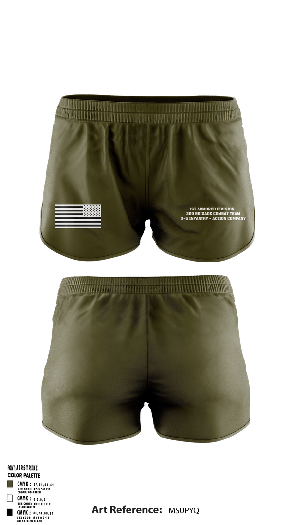Ranger Panties, 1st Armored Division - 3rd Brigade Combat Team - 2-5 Infantry Action Company, Army, Teamtime, Team time, sublimation, custom sports apparel, team uniforms, spirit wear, spiritwear, sports uniforms, custom shirts, team store, custom team store, fundraiser sports, apparel fundraiser