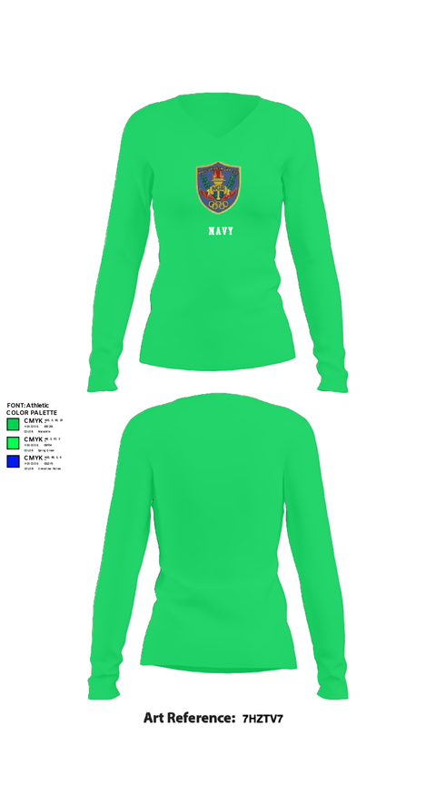 Women's Long Sleeve Vneck Shirt, NAVCOMMSTA NGR Nae Makri Greece, Navy, Teamtime, Team time, sublimation, custom sports apparel, team uniforms, spirit wear, spiritwear, sports uniforms, custom shirts, team store, custom team store, fundraiser sports, apparel fundraiser