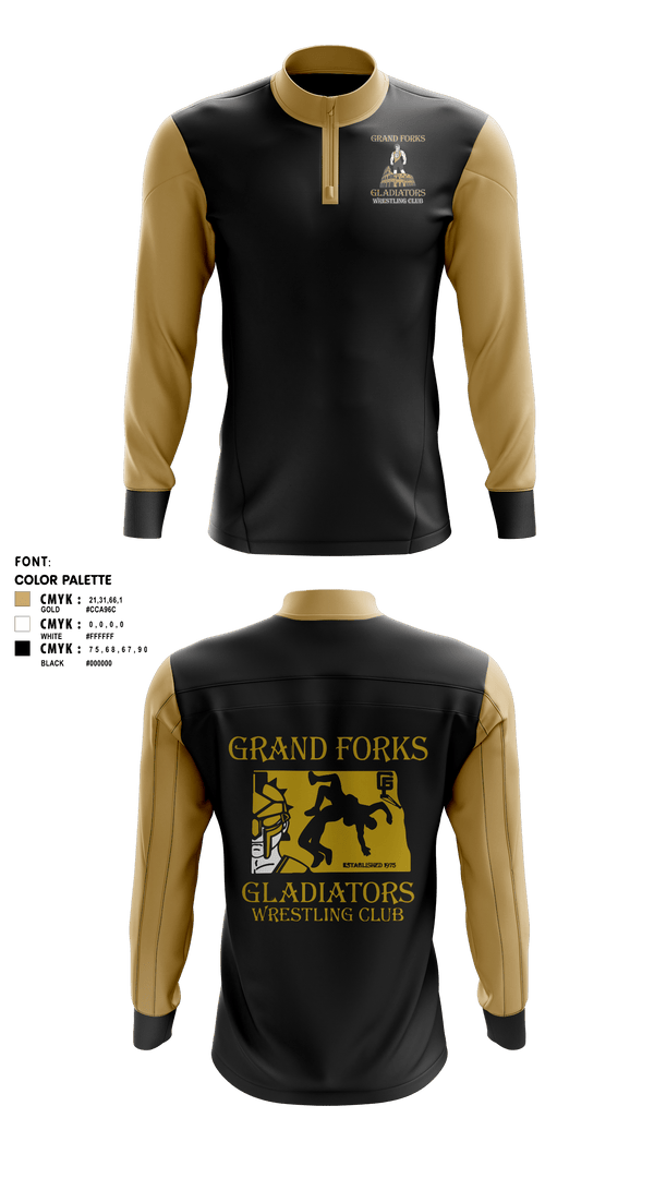 Quarter Zip Jacket, Gladiators Wrestling Club, Wrestling, Teamtime, Team time, sublimation, custom sports apparel, team uniforms, spirit wear, spiritwear, sports uniforms, custom shirts, team store, custom team store, fundraiser sports, apparel fundraiser