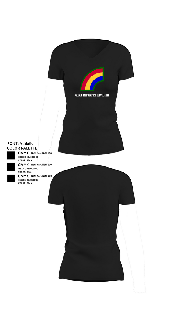 Womens Short Sleeve Vneck Shirt, 42ND Infantry Division, Army, Teamtime, Team time, sublimation, custom sports apparel, team uniforms, spirit wear, spiritwear, sports uniforms, custom shirts, team store, custom team store, fundraiser sports, apparel fundraiser