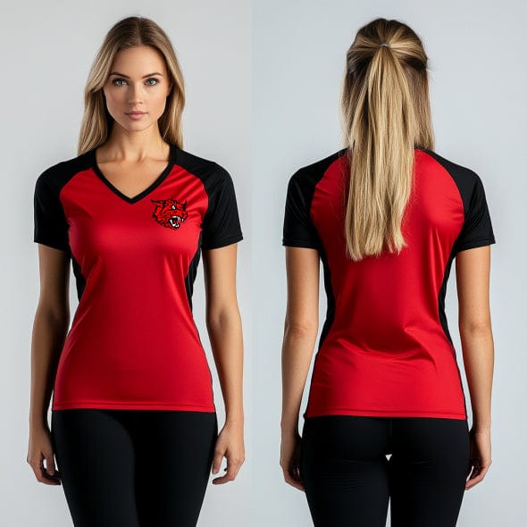Womens Short Sleeve Vneck Shirt, Kirbyville High School Basketball, Women's Basketball, Teamtime, Team time, sublimation, custom sports apparel, team uniforms, spirit wear, spiritwear, sports uniforms, custom shirts, team store, custom team store, fundraiser sports, apparel fundraiser