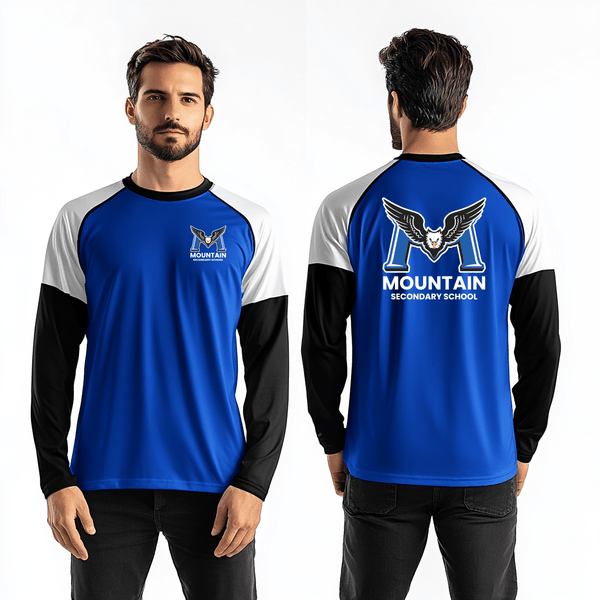 Long Sleeve Performance Shirt, R.E. Mountain Secondary School, Spirit Store, Teamtime, Team time, sublimation, custom sports apparel, team uniforms, spirit wear, spiritwear, sports uniforms, custom shirts, team store, custom team store, fundraiser sports, apparel fundraiser