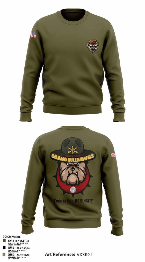 Crew Neck Sweatshirt, Bravo Bulldawgs 3-6 ADARBulldawgs Battery, Army, Teamtime, Team time, sublimation, custom sports apparel, team uniforms, spirit wear, spiritwear, sports uniforms, custom shirts, team store, custom team store, fundraiser sports, apparel fundraiser