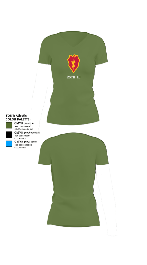 Women's Short Sleeve Vneck Shirt, 25th ID, Army, Teamtime, Team time, sublimation, custom sports apparel, team uniforms, spirit wear, spiritwear, sports uniforms, custom shirts, team store, custom team store, fundraiser sports, apparel fundraiser