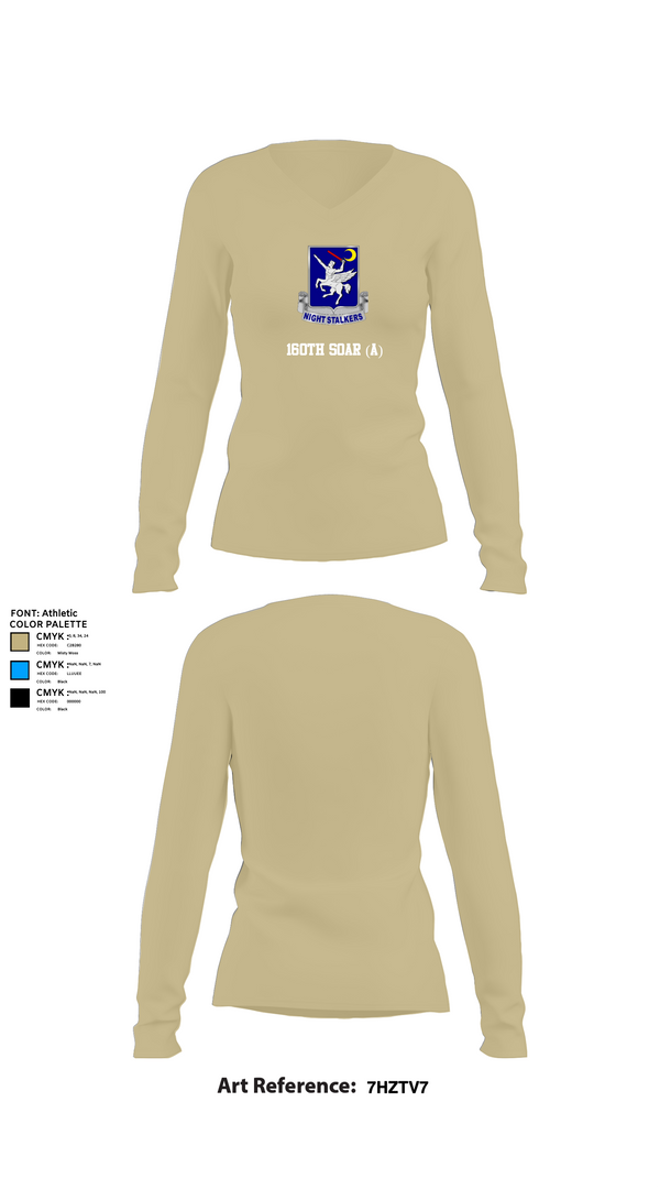 Womens Long Sleeve Vneck Shirt, 160th SOAR (A), , Teamtime, Team time, sublimation, custom sports apparel, team uniforms, spirit wear, spiritwear, sports uniforms, custom shirts, team store, custom team store, fundraiser sports, apparel fundraiser