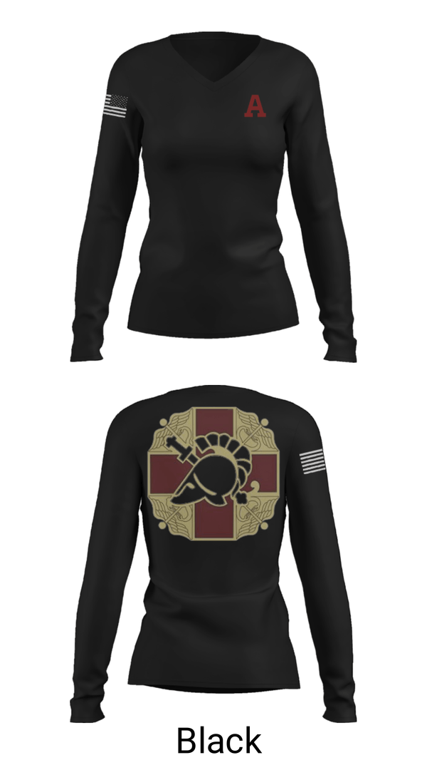 Women's Long Sleeve Vneck Shirt, US MEDDAC, Army, Teamtime, Team time, sublimation, custom sports apparel, team uniforms, spirit wear, spiritwear, sports uniforms, custom shirts, team store, custom team store, fundraiser sports, apparel fundraiser