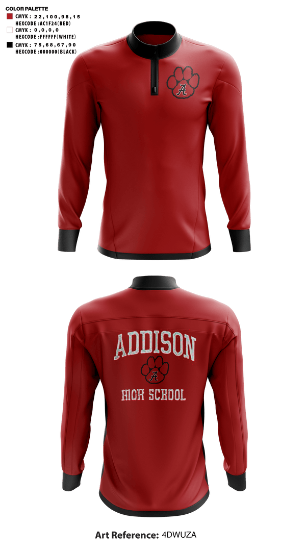 Quarter Zip Jacket, Addison High School Basketball, Men's Basketball, Teamtime, Team time, sublimation, custom sports apparel, team uniforms, spirit wear, spiritwear, sports uniforms, custom shirts, team store, custom team store, fundraiser sports, apparel fundraiser