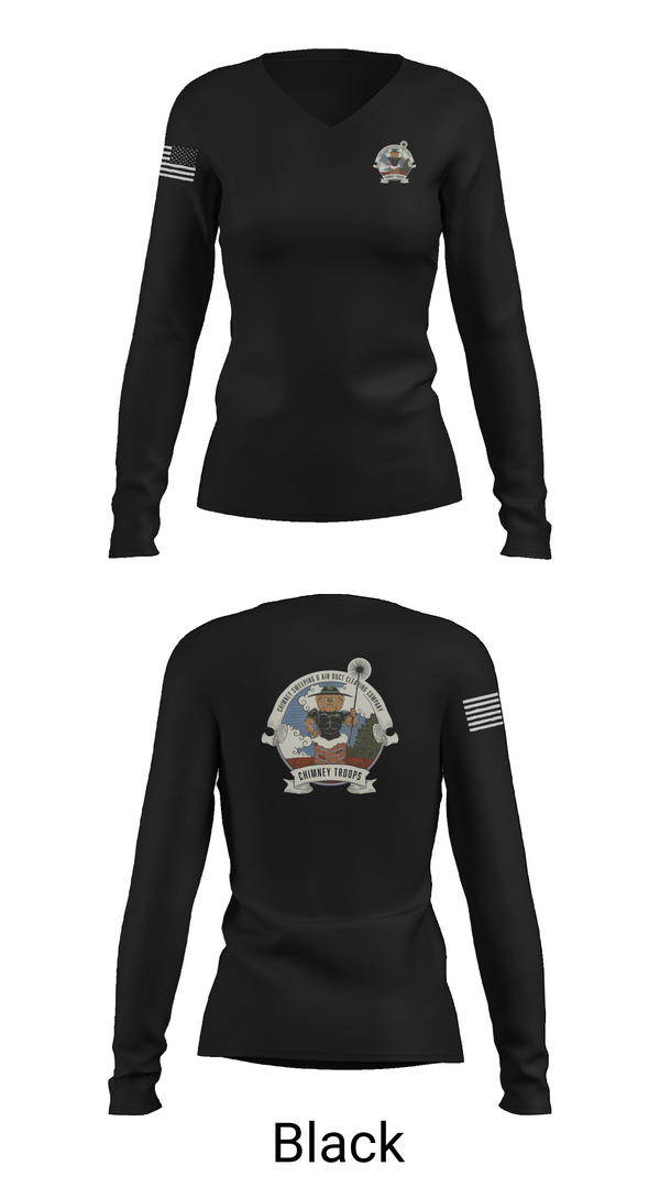 Womens Long Sleeve Vneck Shirt, Chimney troops, , Teamtime, Team time, sublimation, custom sports apparel, team uniforms, spirit wear, spiritwear, sports uniforms, custom shirts, team store, custom team store, fundraiser sports, apparel fundraiser