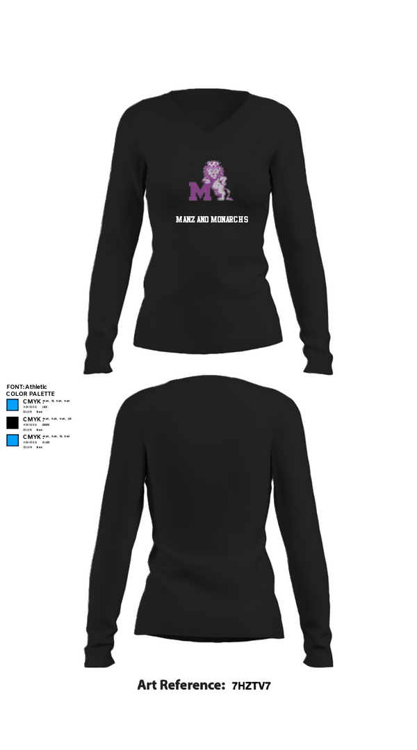 Womens Long Sleeve Vneck Shirt, Manzano Monarchs, Men's Basketball, Teamtime, Team time, sublimation, custom sports apparel, team uniforms, spirit wear, spiritwear, sports uniforms, custom shirts, team store, custom team store, fundraiser sports, apparel fundraiser