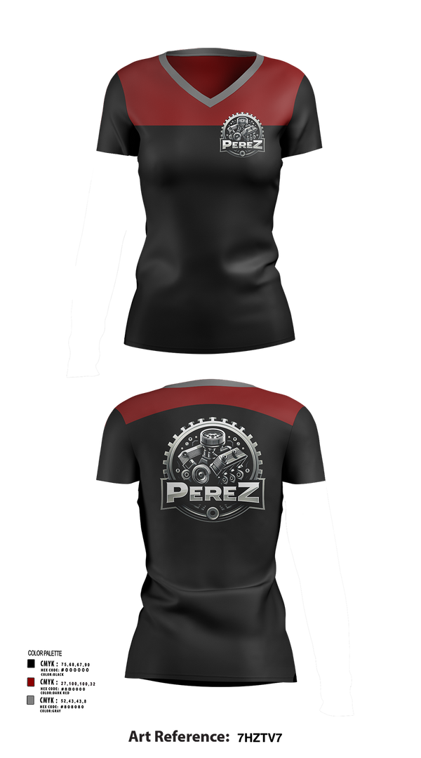 Womens Short Sleeve Vneck Shirt, PÉREZ MOTORS, , Teamtime, Team time, sublimation, custom sports apparel, team uniforms, spirit wear, spiritwear, sports uniforms, custom shirts, team store, custom team store, fundraiser sports, apparel fundraiser