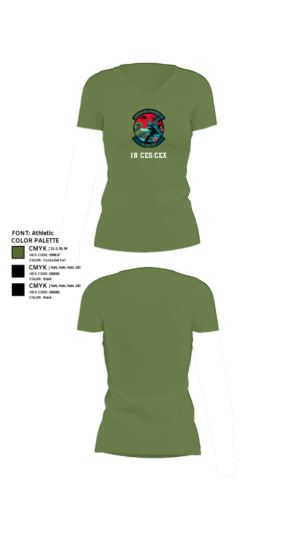 Women's Short Sleeve Vneck Shirt, 18 CES/CEX, , Teamtime, Team time, sublimation, custom sports apparel, team uniforms, spirit wear, spiritwear, sports uniforms, custom shirts, team store, custom team store, fundraiser sports, apparel fundraiser