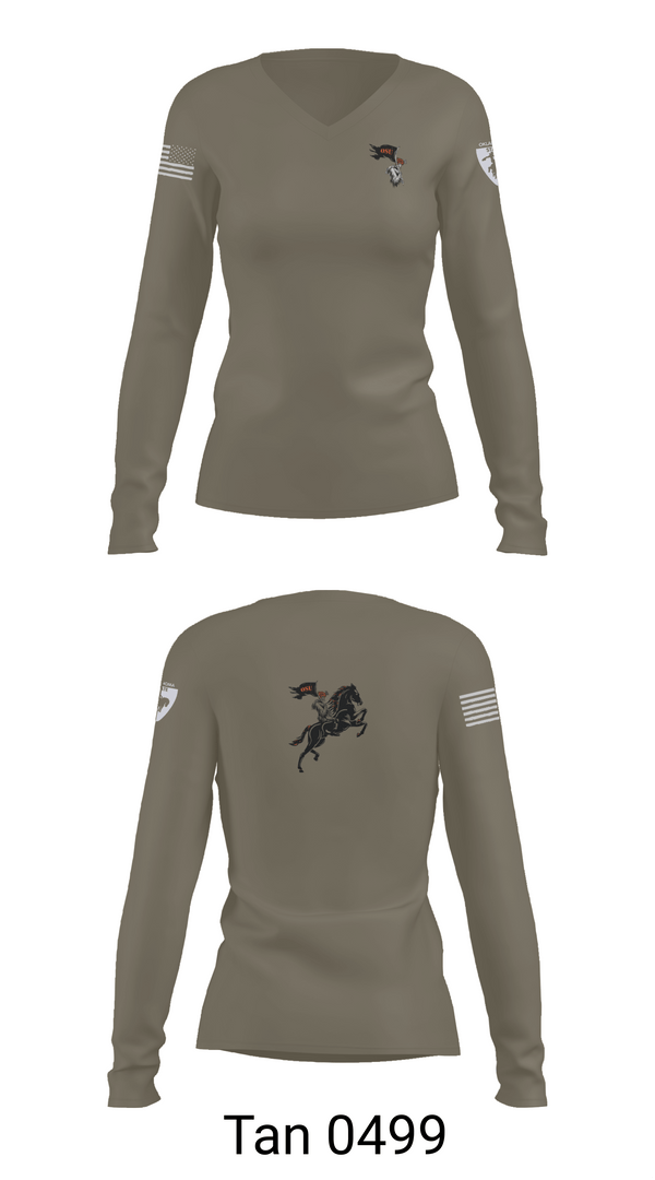 Womens Long Sleeve Vneck Shirt, Oklahoma State University Ranger Challenge, Army, Teamtime, Team time, sublimation, custom sports apparel, team uniforms, spirit wear, spiritwear, sports uniforms, custom shirts, team store, custom team store, fundraiser sports, apparel fundraiser