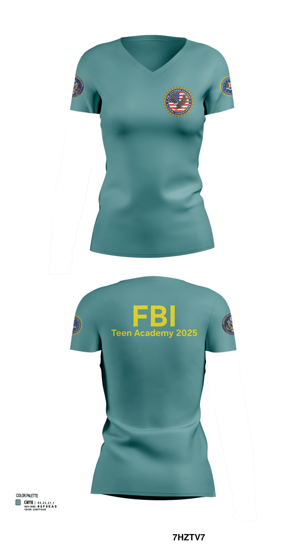 Womens Short Sleeve Vneck Shirt, FBI Citizens Academy, , Teamtime, Team time, sublimation, custom sports apparel, team uniforms, spirit wear, spiritwear, sports uniforms, custom shirts, team store, custom team store, fundraiser sports, apparel fundraiser