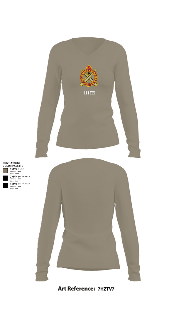 Womens Long Sleeve Vneck Shirt, 411TH, Army, Teamtime, Team time, sublimation, custom sports apparel, team uniforms, spirit wear, spiritwear, sports uniforms, custom shirts, team store, custom team store, fundraiser sports, apparel fundraiser