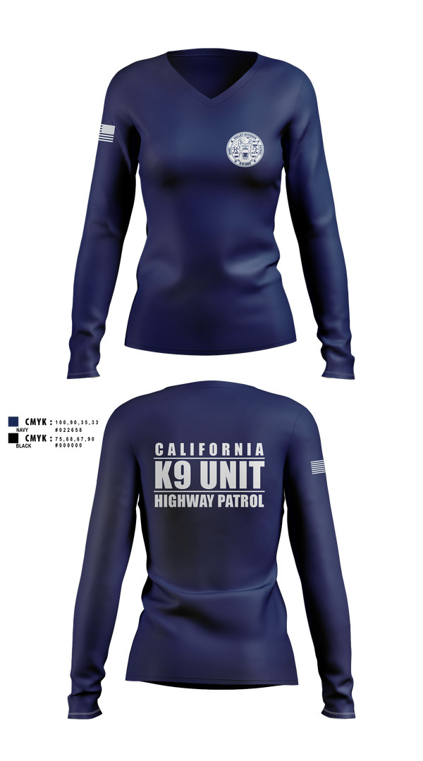 Womens Long Sleeve Vneck Shirt, VALLEY K9, , Teamtime, Team time, sublimation, custom sports apparel, team uniforms, spirit wear, spiritwear, sports uniforms, custom shirts, team store, custom team store, fundraiser sports, apparel fundraiser