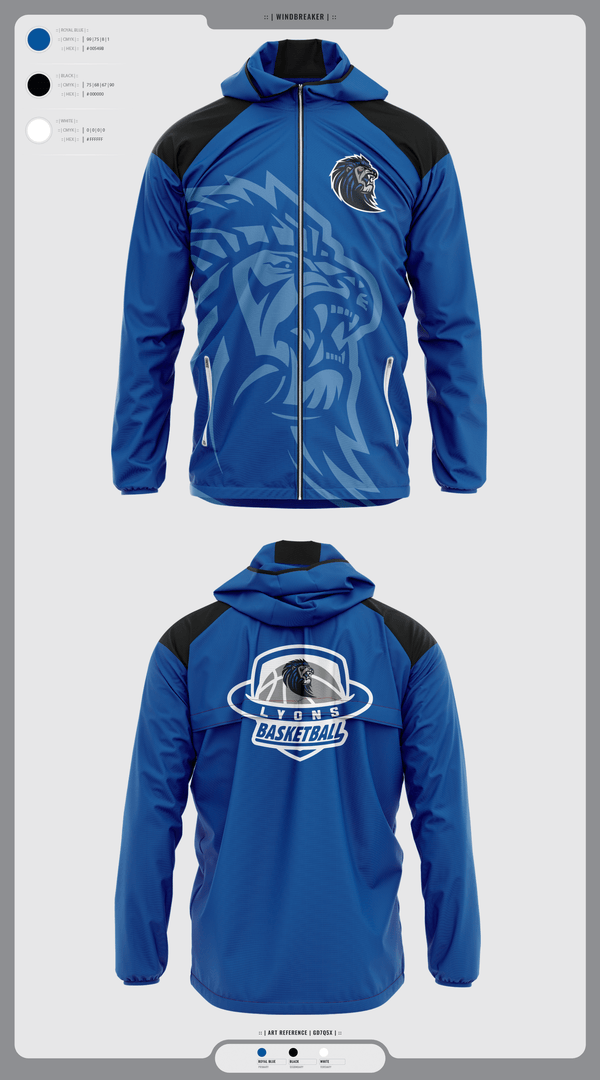 Windbreaker, Lyons Middle School Basketball, Men's Basketball, Teamtime, Team time, sublimation, custom sports apparel, team uniforms, spirit wear, spiritwear, sports uniforms, custom shirts, team store, custom team store, fundraiser sports, apparel fundraiser