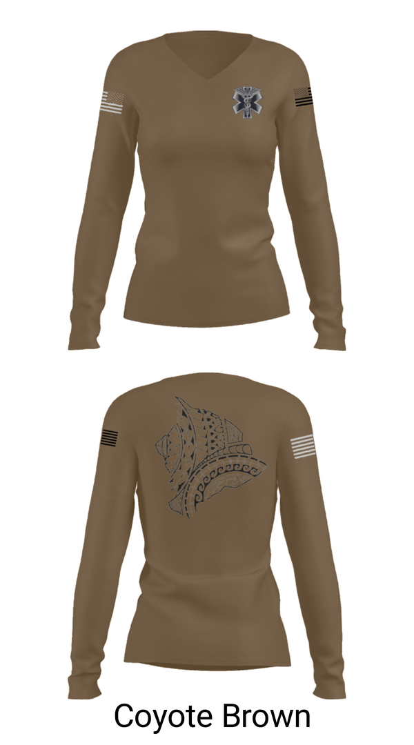 Women's Long Sleeve Vneck Shirt, MEDICS, National Guard, Teamtime, Team time, sublimation, custom sports apparel, team uniforms, spirit wear, spiritwear, sports uniforms, custom shirts, team store, custom team store, fundraiser sports, apparel fundraiser