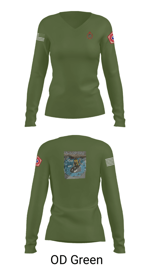 Women's Long Sleeve Vneck Shirt, 34th DSB, Army, Teamtime, Team time, sublimation, custom sports apparel, team uniforms, spirit wear, spiritwear, sports uniforms, custom shirts, team store, custom team store, fundraiser sports, apparel fundraiser