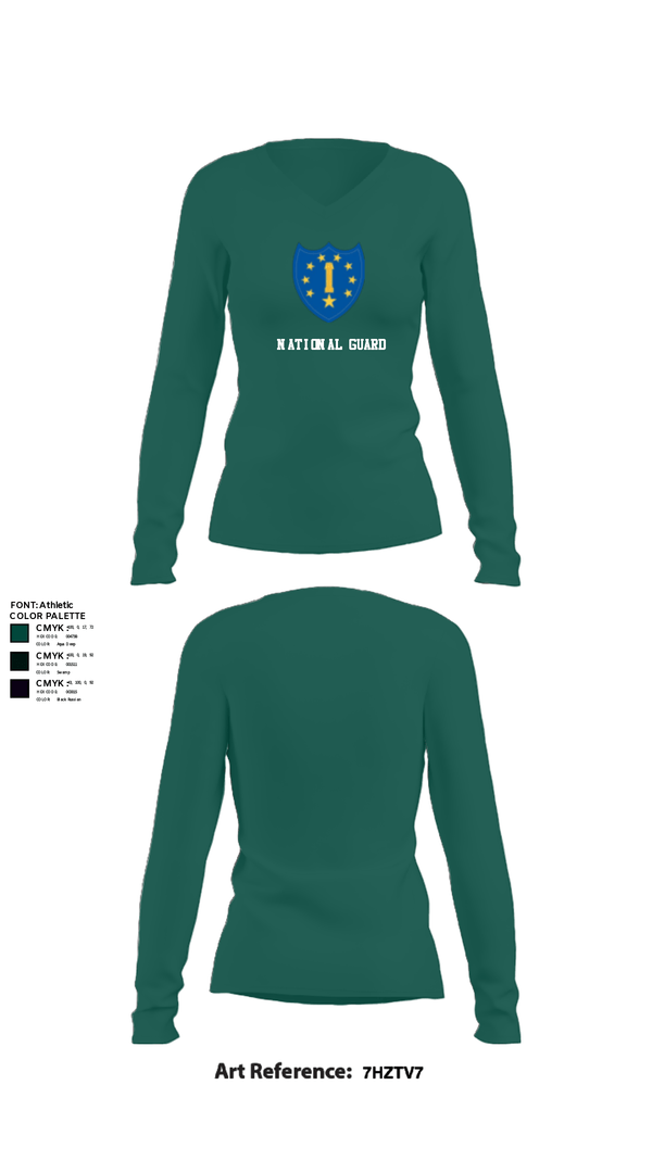 Women's Long Sleeve Vneck Shirt, 54th Troop Command, National Guard, Teamtime, Team time, sublimation, custom sports apparel, team uniforms, spirit wear, spiritwear, sports uniforms, custom shirts, team store, custom team store, fundraiser sports, apparel fundraiser