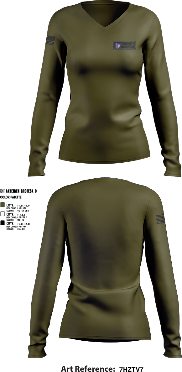 Womens Long Sleeve Vneck Shirt, NATO Winter Instructor Course, , Teamtime, Team time, sublimation, custom sports apparel, team uniforms, spirit wear, spiritwear, sports uniforms, custom shirts, team store, custom team store, fundraiser sports, apparel fundraiser