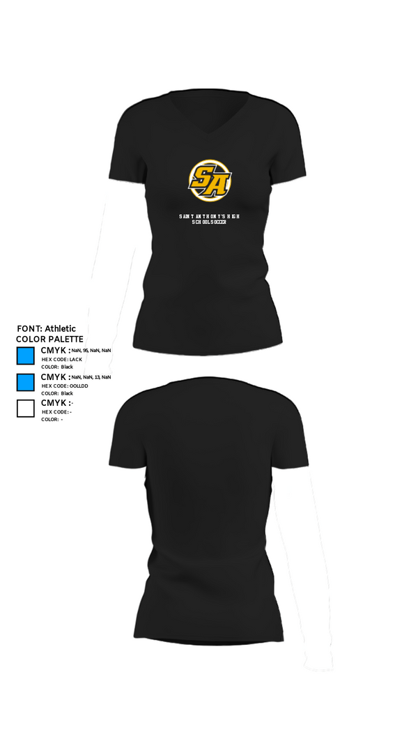 Womens Short Sleeve Vneck Shirt, Saint Anthony's High School Soccer, Women's Soccer, Teamtime, Team time, sublimation, custom sports apparel, team uniforms, spirit wear, spiritwear, sports uniforms, custom shirts, team store, custom team store, fundraiser sports, apparel fundraiser