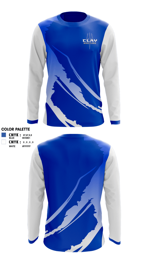 Long Sleeve Performance Shirt, Clay High School Wrestling, Wrestling, Teamtime, Team time, sublimation, custom sports apparel, team uniforms, spirit wear, spiritwear, sports uniforms, custom shirts, team store, custom team store, fundraiser sports, apparel fundraiser