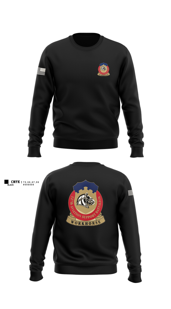 Crew Neck Sweatshirt, 127th ASB WORKHORSE, Army, Teamtime, Team time, sublimation, custom sports apparel, team uniforms, spirit wear, spiritwear, sports uniforms, custom shirts, team store, custom team store, fundraiser sports, apparel fundraiser