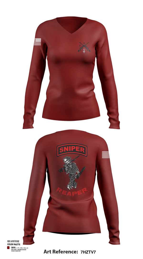 Womens Long Sleeve Vneck Shirt, Reaper SectionReaper Section (color), Army, Teamtime, Team time, sublimation, custom sports apparel, team uniforms, spirit wear, spiritwear, sports uniforms, custom shirts, team store, custom team store, fundraiser sports, apparel fundraiser